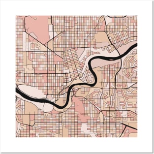 Edmonton Map Pattern in Soft Pink Pastels Posters and Art